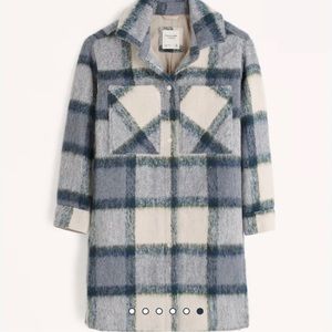 ABERCROMBIE & FITCH Coat XS Long Wool Blend Beautiful 😍 Shirt Jacket Plaid